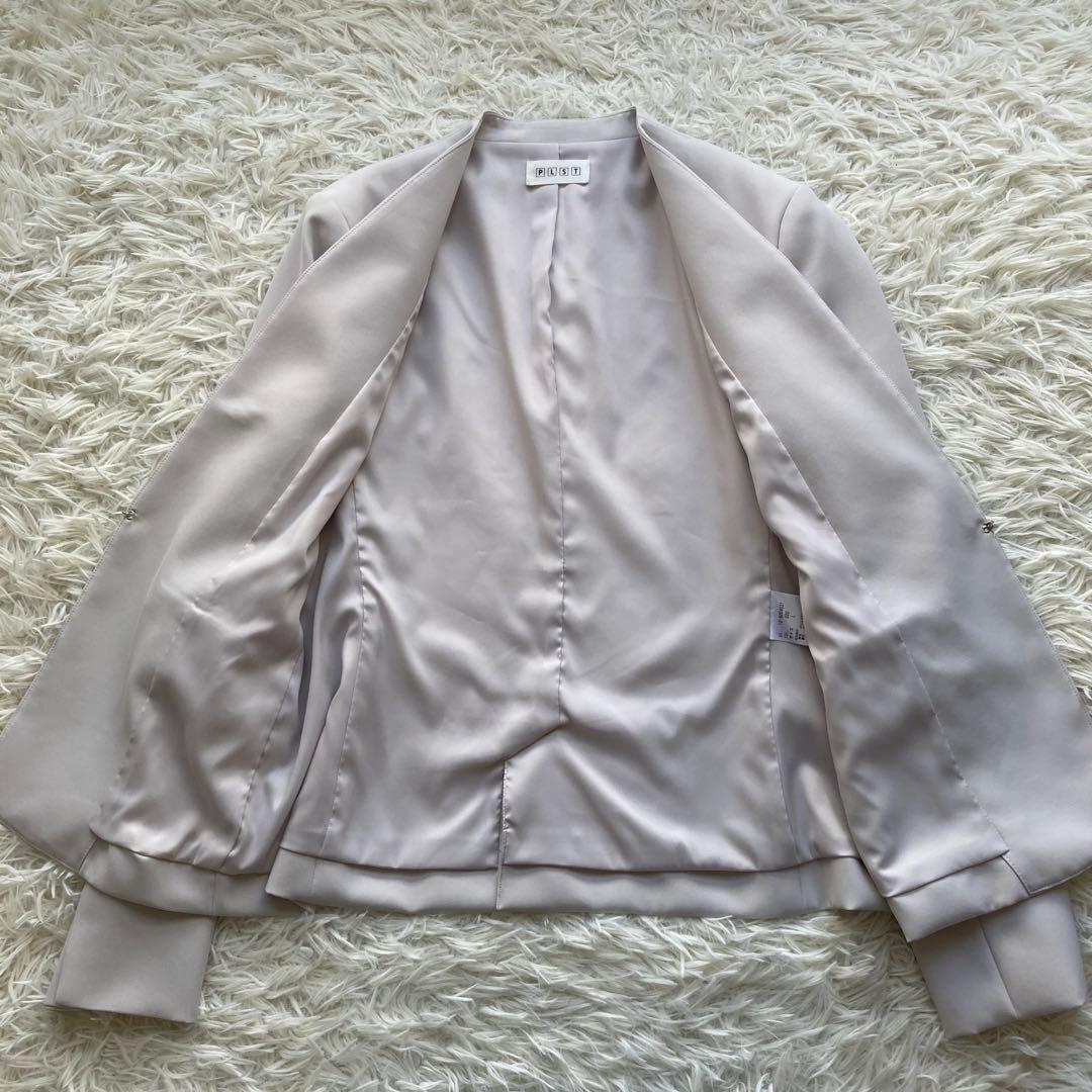 【美品】 PLST ノーカラージャケット パンツスーツ セットアップ Lサイズ
