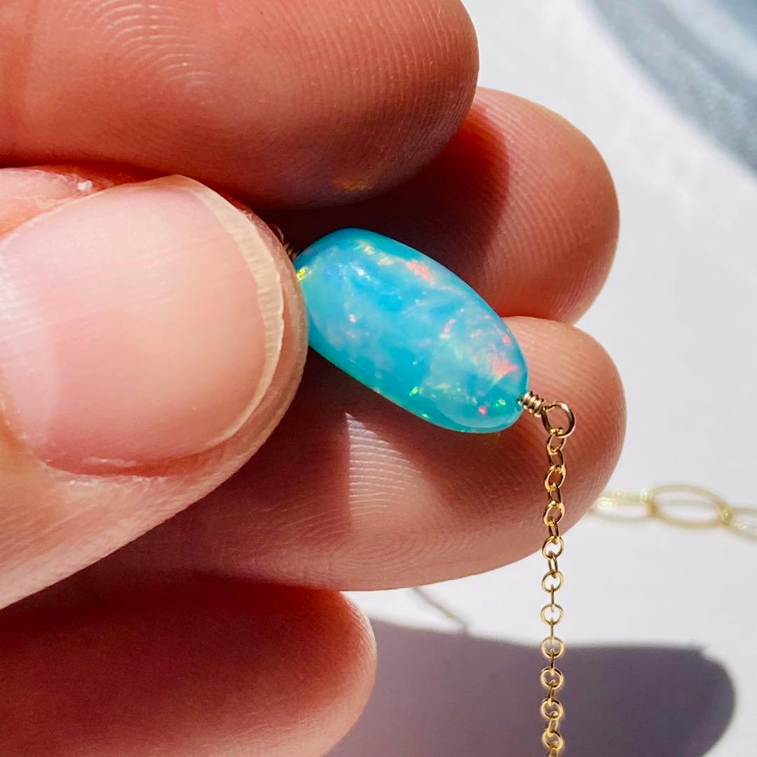 天然石ブレスレット 14kgf カラーオパール 淡水パール