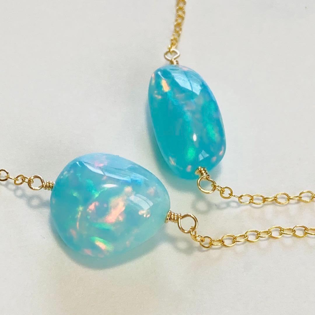 天然石ブレスレット 14kgf カラーオパール 淡水パール