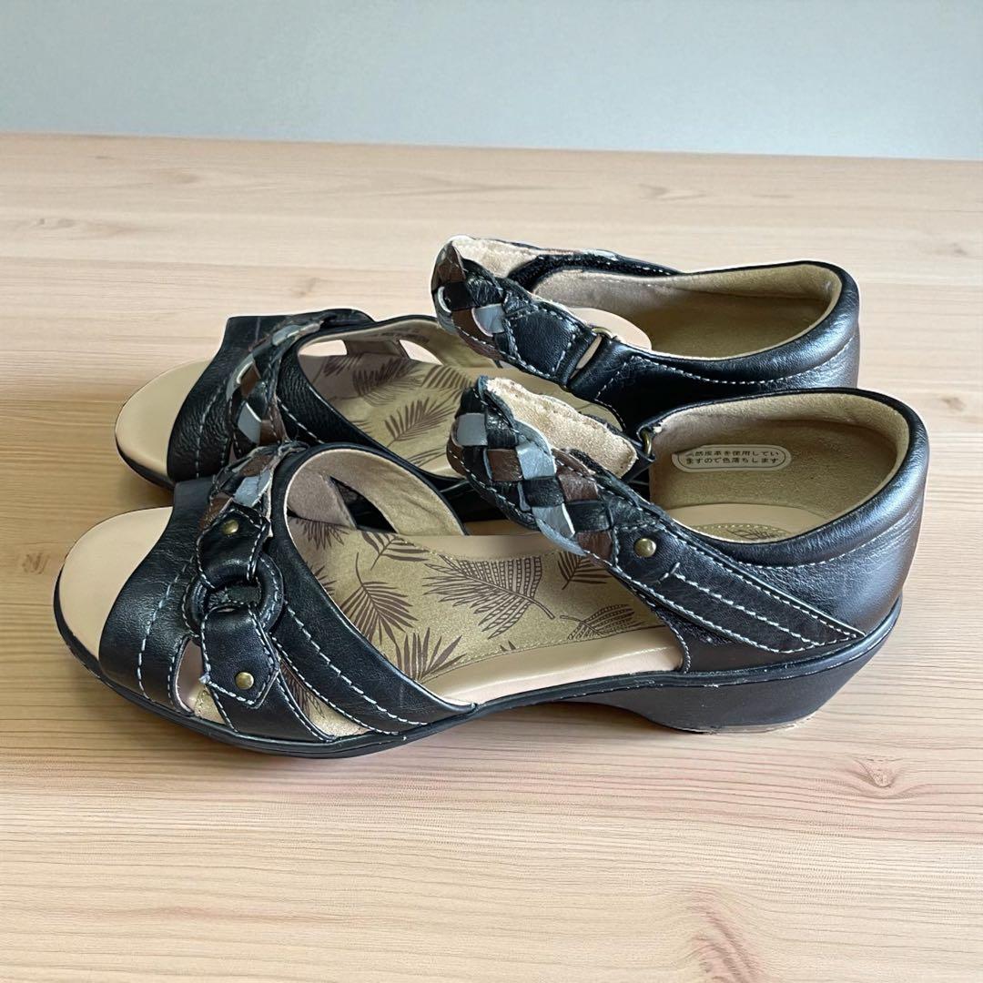 美品 ムーンスター スポルス ブラック レディース サンダル　LL