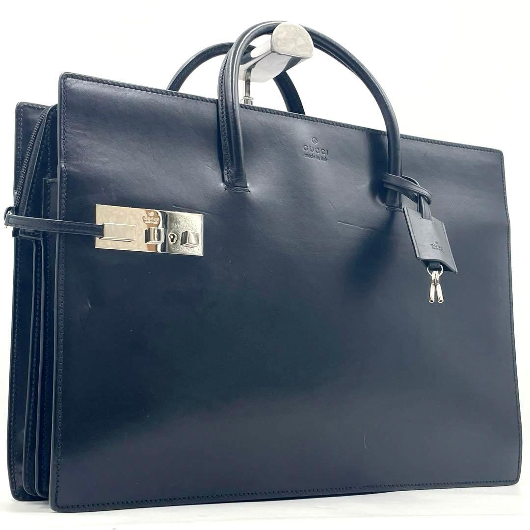【美品】GUCCI グッチ オールレザー ブリーフケース A4可 ビジネス 黒