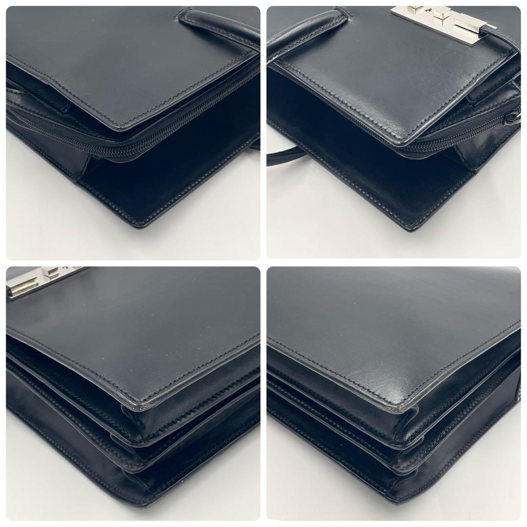 【美品】GUCCI グッチ オールレザー ブリーフケース A4可 ビジネス 黒