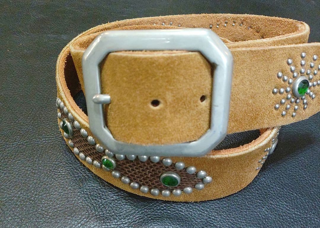 アメリカ製　ブラウンスエードスタッズベルト　36