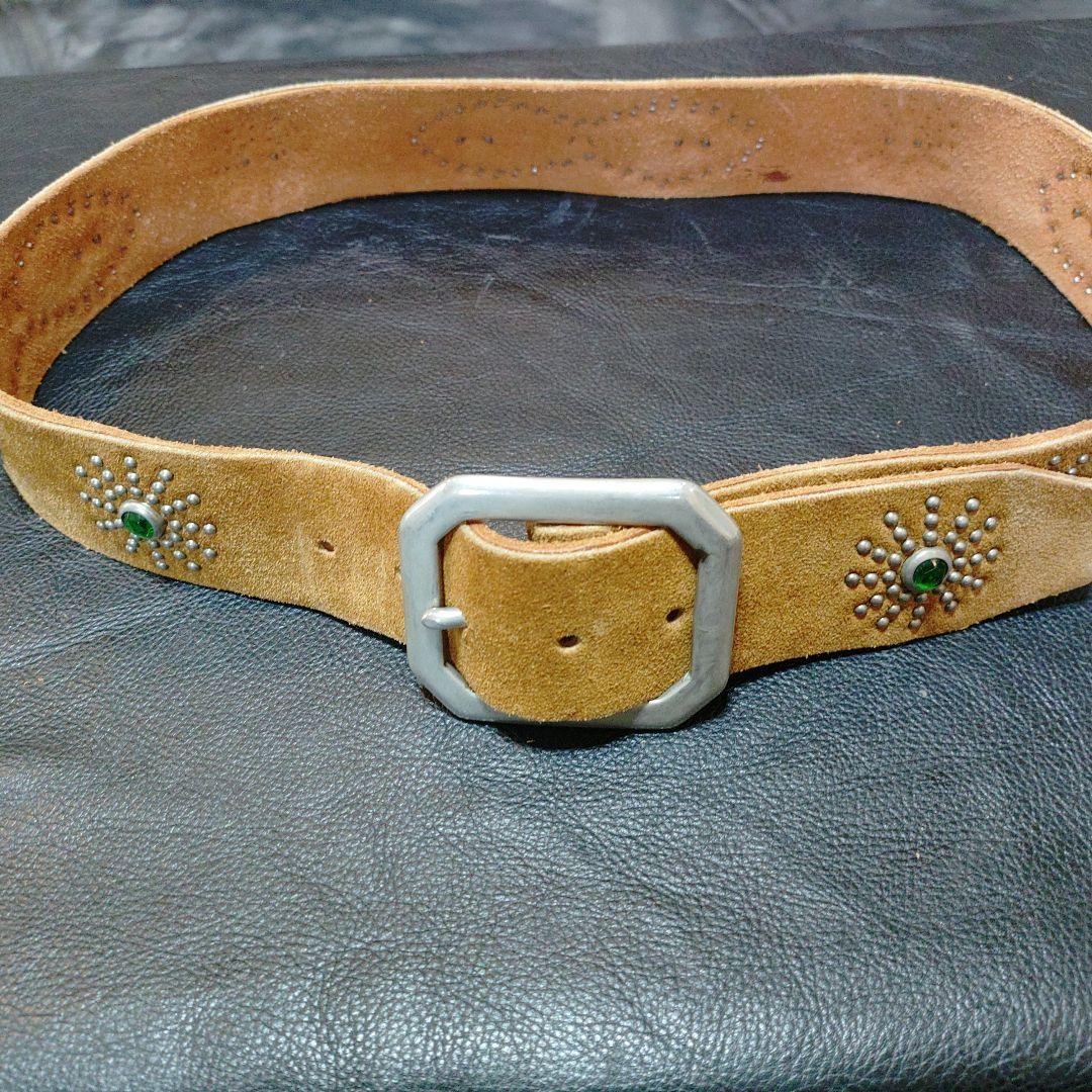 アメリカ製　ブラウンスエードスタッズベルト　36