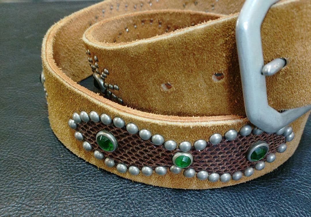 アメリカ製　ブラウンスエードスタッズベルト　36