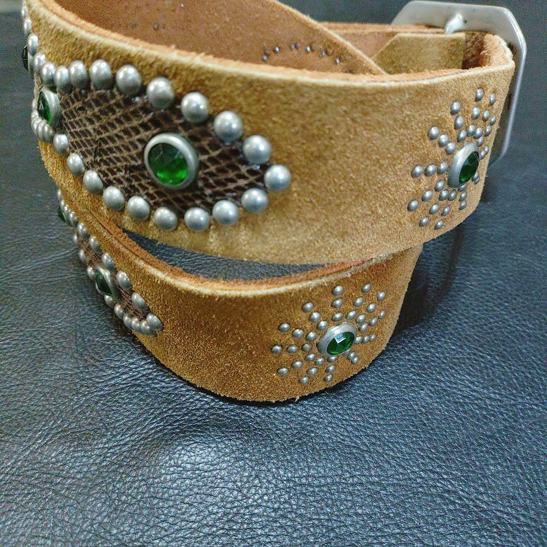 アメリカ製　ブラウンスエードスタッズベルト　36