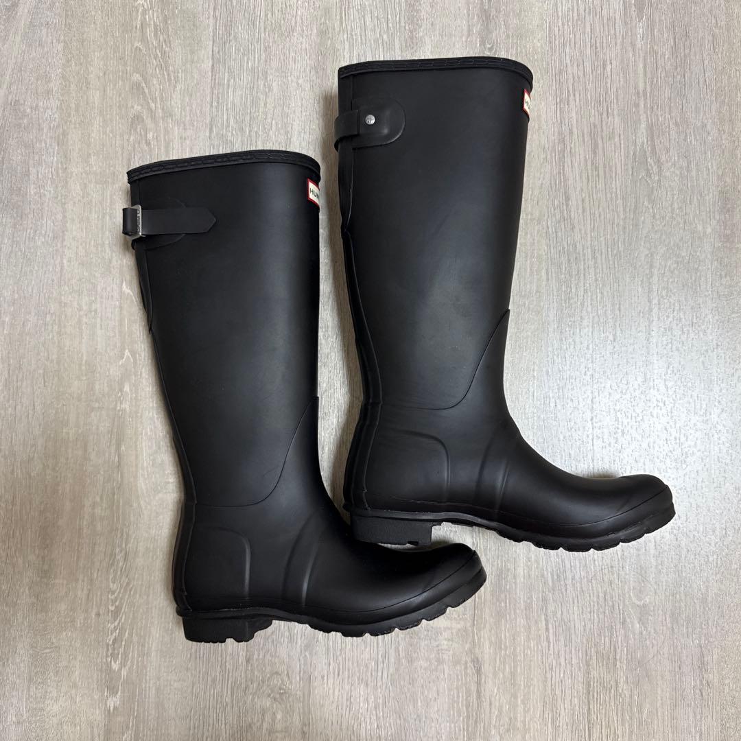 ✨美品✨HUNTER ロングレインブーツ 長靴 24㎝ アジャスタブル　黒
