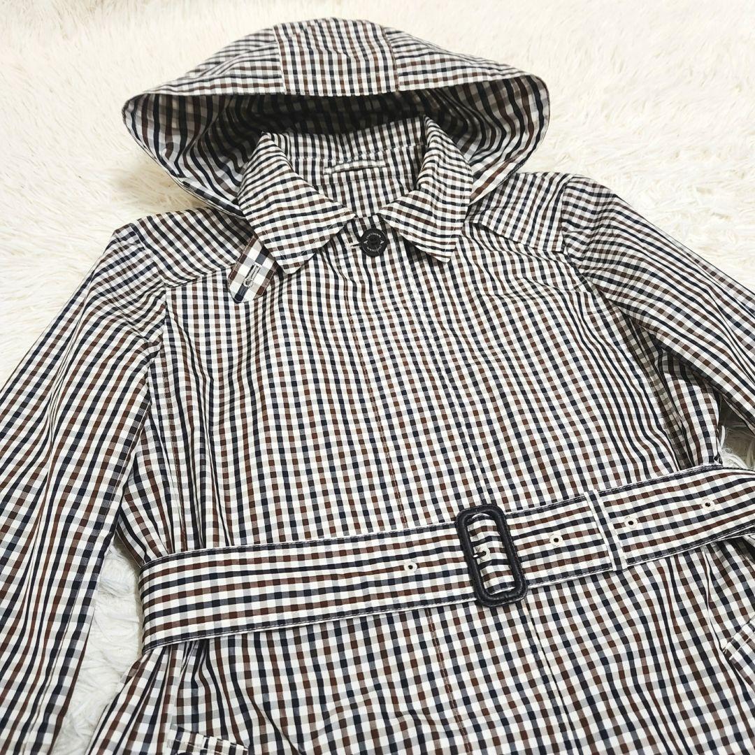【極美品】Aquascutum クラブチェック レインコート フード取り外し可能