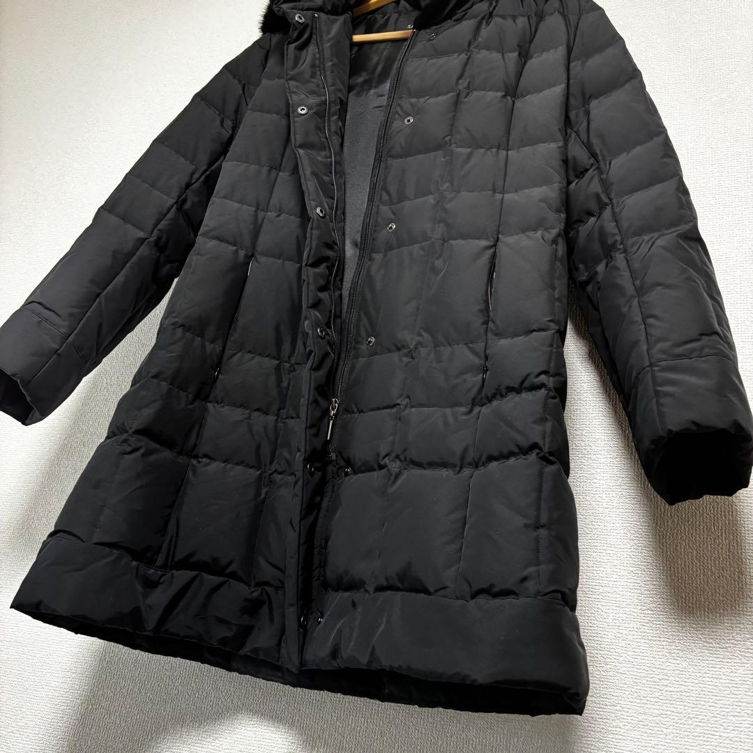 SANYO（サンヨー／三陽商会）　ダウンコート ロング ファー付 ブラック 38