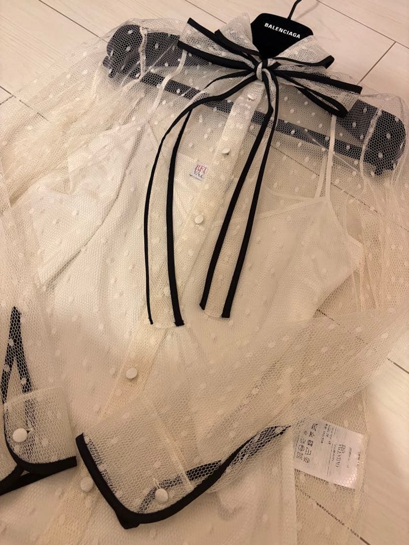 レッドヴァレンティノ　ボウタイブラウス　38 ホワイト