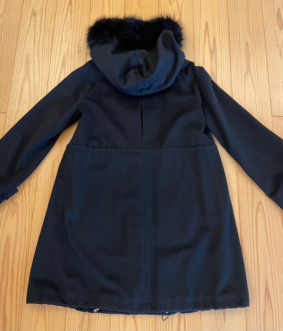 SPORTMAX フォックスファー付きブラックコート