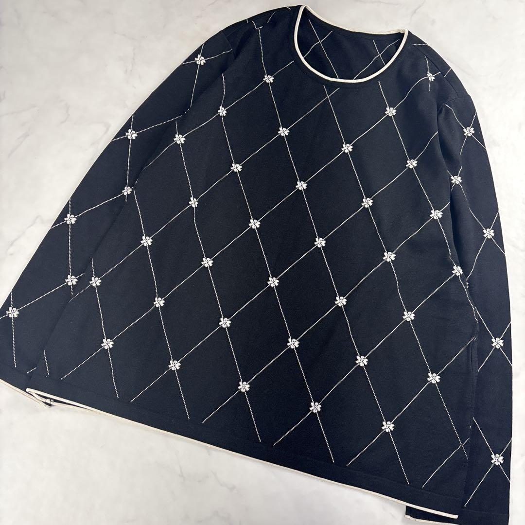 【現行 未使用級 3XL✨】レリアン ミニフラワーニットプルオーバー 黒