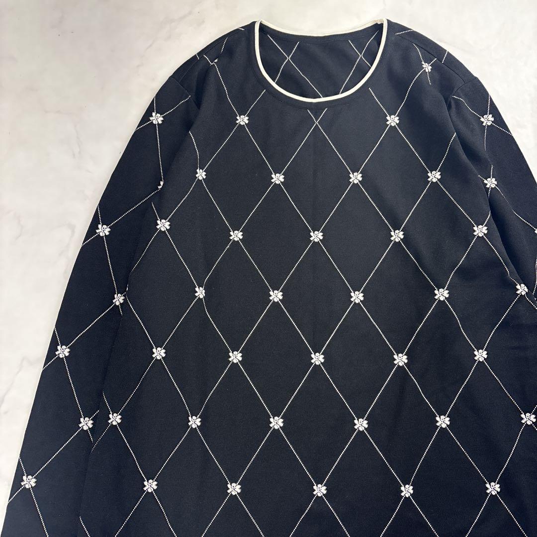 【現行 未使用級 3XL✨】レリアン ミニフラワーニットプルオーバー 黒