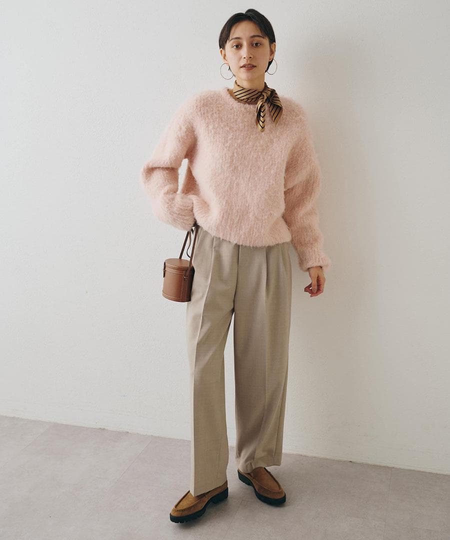 まりっぺ様Whim Gazette ミックスヤーンクルーネックニットプルオーバー