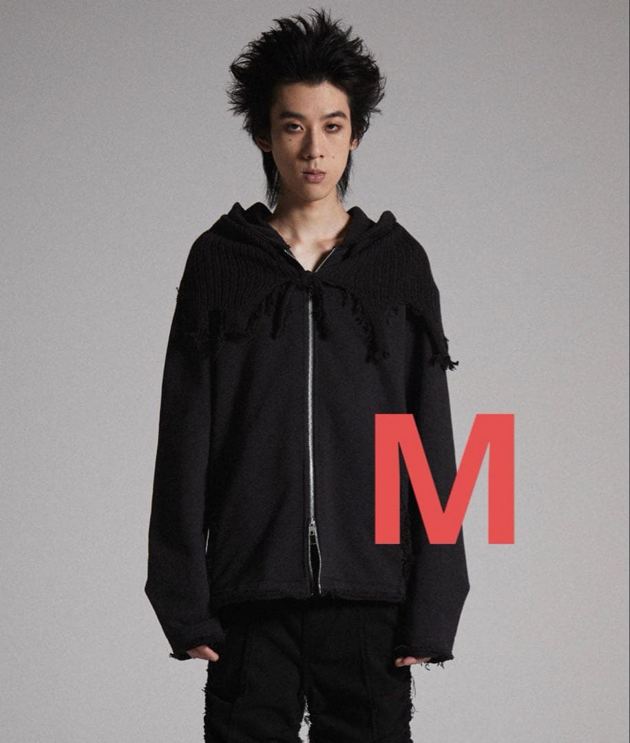 【GRANCY】ニットレイヤードデザインジップフーディ