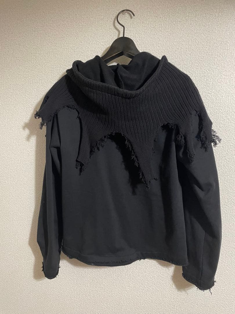 【GRANCY】ニットレイヤードデザインジップフーディ