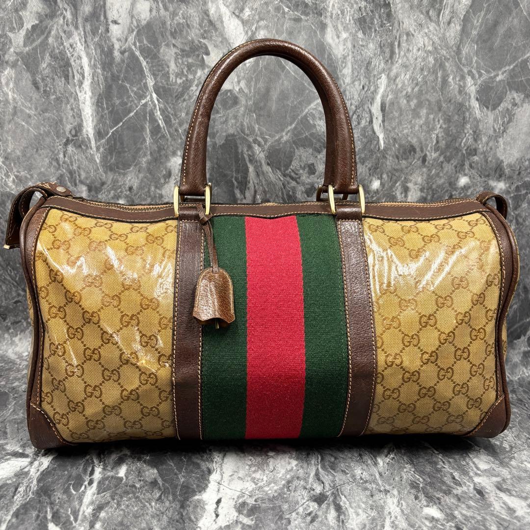 ✨美品✨GUCCI シェリーライン GG ボストンバッグ ベージュ レザー