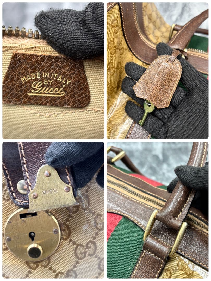 ✨美品✨GUCCI シェリーライン GG ボストンバッグ ベージュ レザー