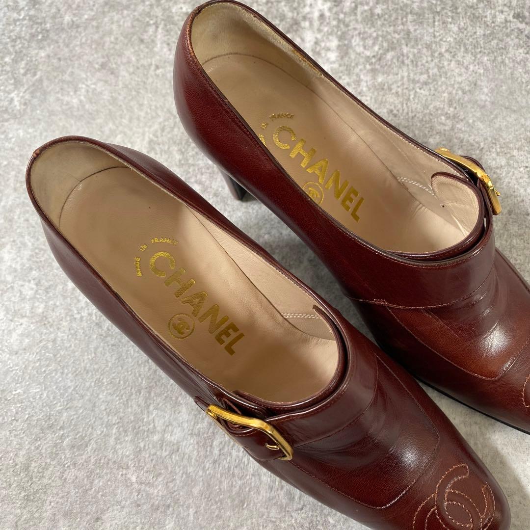 CHANEL シャネル ココマーク ロゴ パンプス ローファー ハイヒール　茶色
