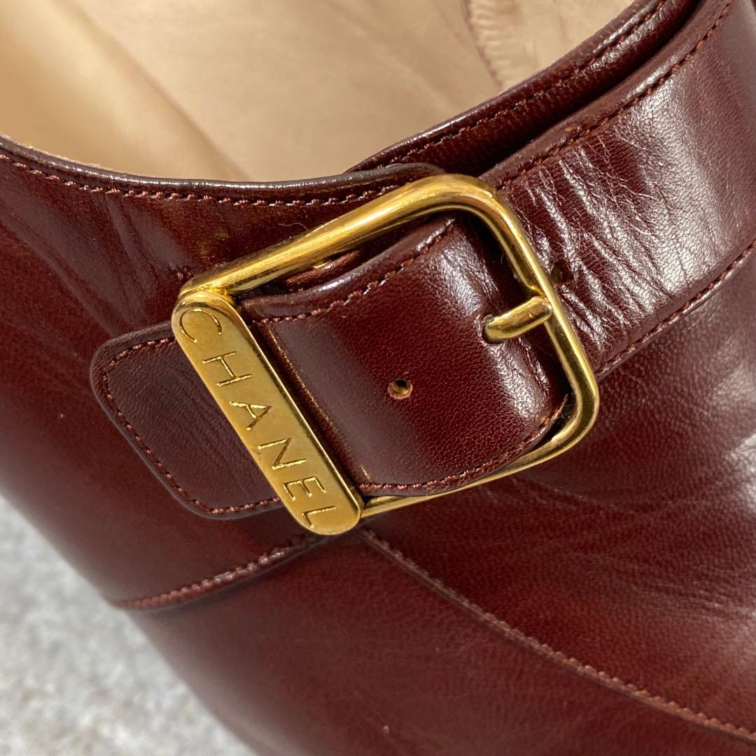 CHANEL シャネル ココマーク ロゴ パンプス ローファー ハイヒール　茶色