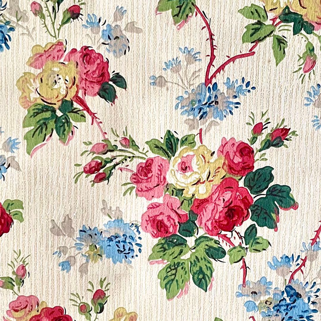 luビスケッツ　ローズ柄壁紙　ウォールペーパー　検フランスアンティーク