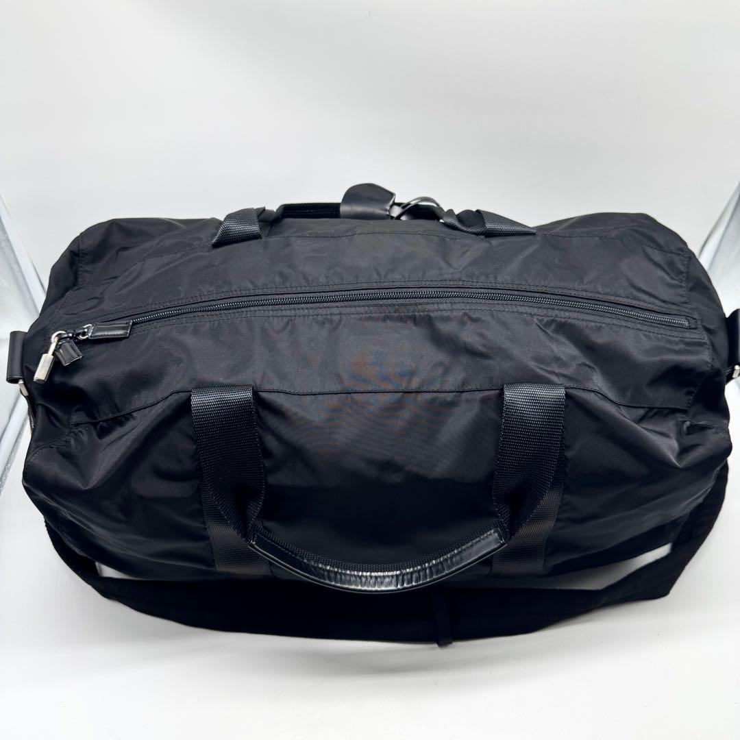 【極上美品】プラダ 2way ボストンバッグ レザー 南京錠 鍵付き ナイロン