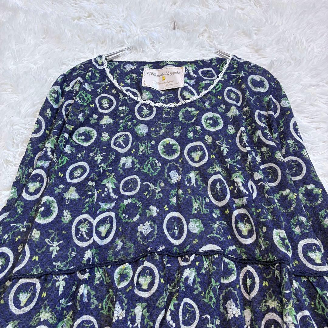 希少 4L 大きいサイズ FL5✨フランシュリッペ 花柄猫柄ワンピース　うさぎ