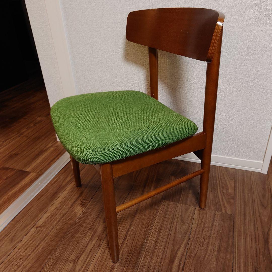 ◎送料込◎カリモク60+ 木製フレーム モケットグリーン 椅子　Tチェア