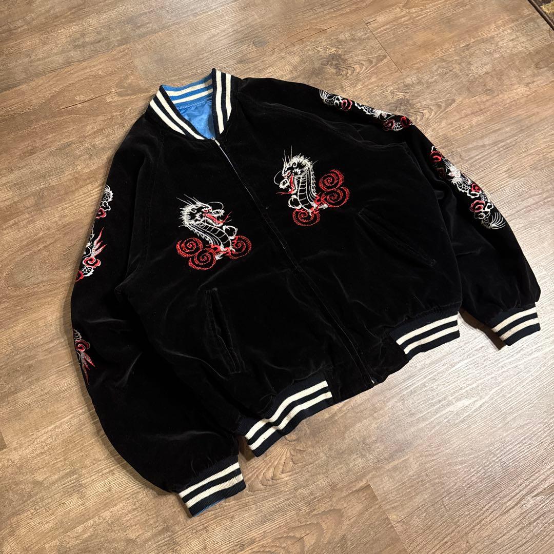 90s Shoot One 別珍　リバーシブル スカジャン サテン ベロア M