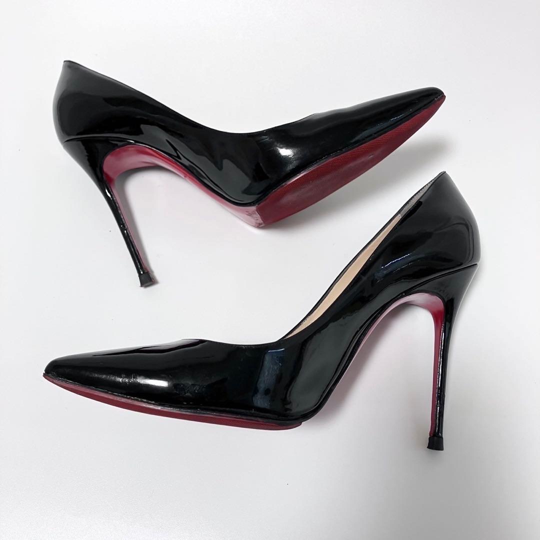 美品 Louboutin ルブタン　ポインテッドトゥ パテントレザー ハイヒール