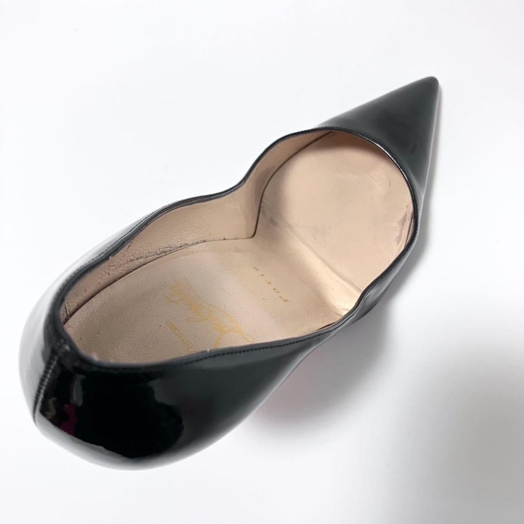 美品 Louboutin ルブタン　ポインテッドトゥ パテントレザー ハイヒール