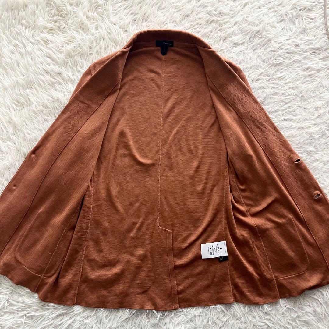 <美品> LARDINI オレンジ コットン ニットジャケット サイズXL