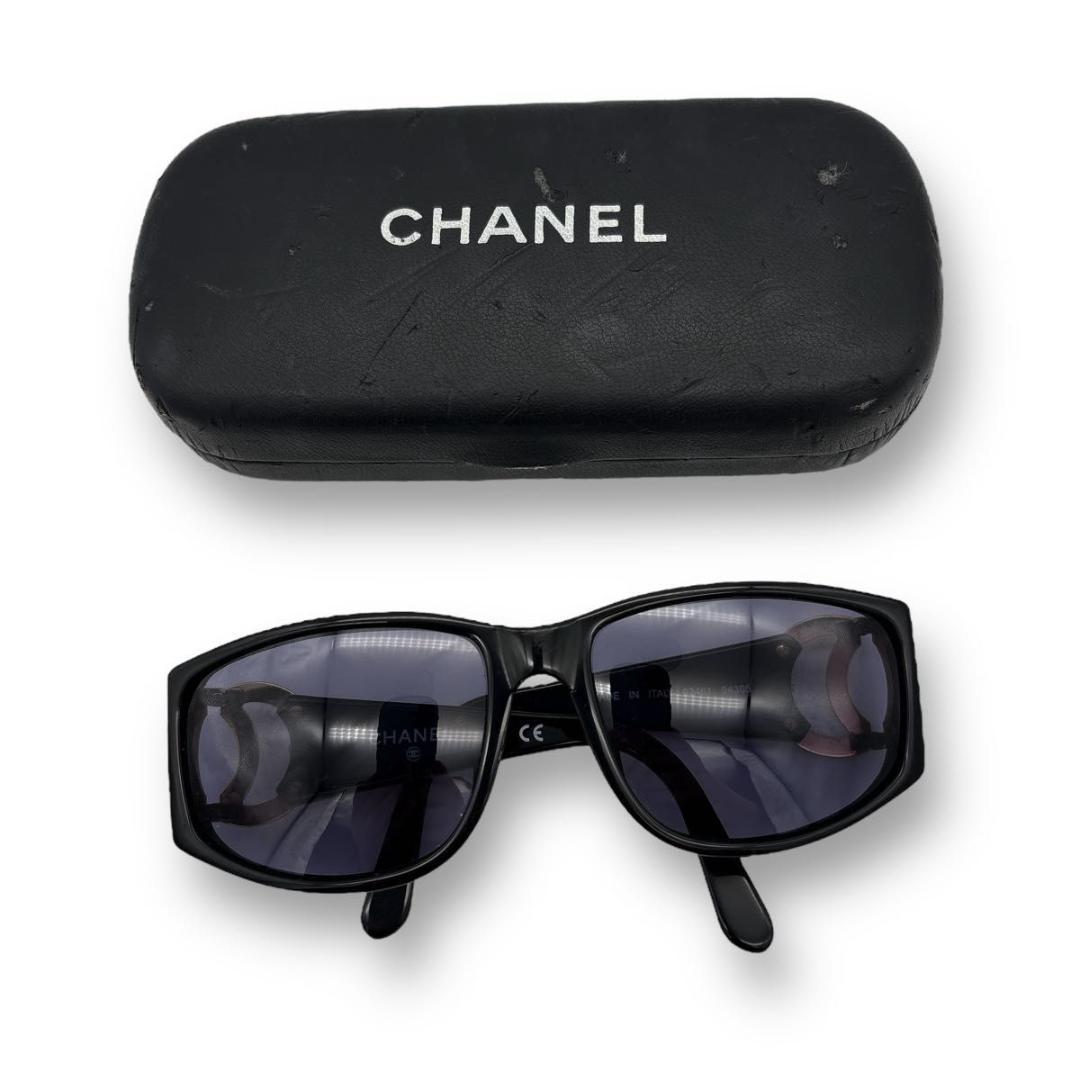 CHANEL sunglasses BLACK coco case gold ④