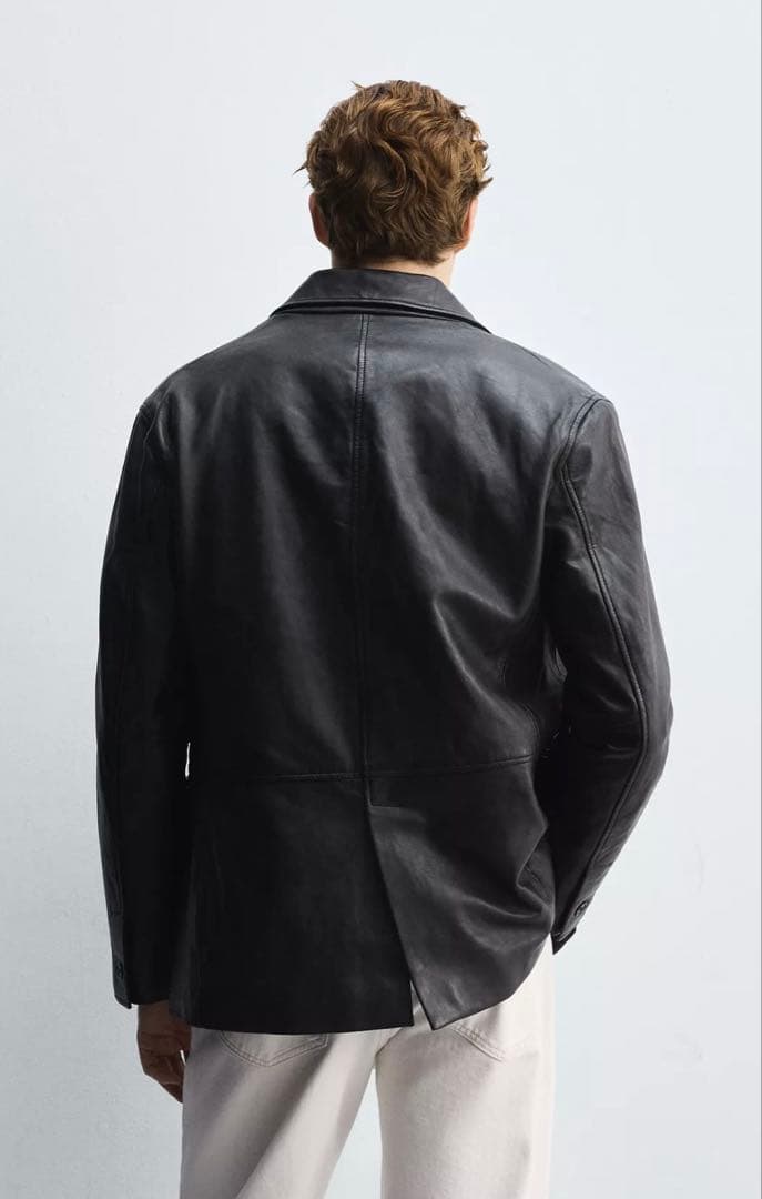 アルクア様今期完売ZARAレザーリラックスフィットブレザージャケット羊革製ザラM