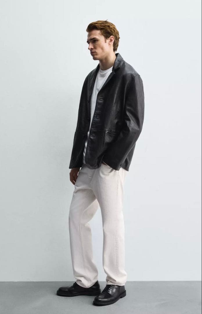 アルクア様今期完売ZARAレザーリラックスフィットブレザージャケット羊革製ザラM