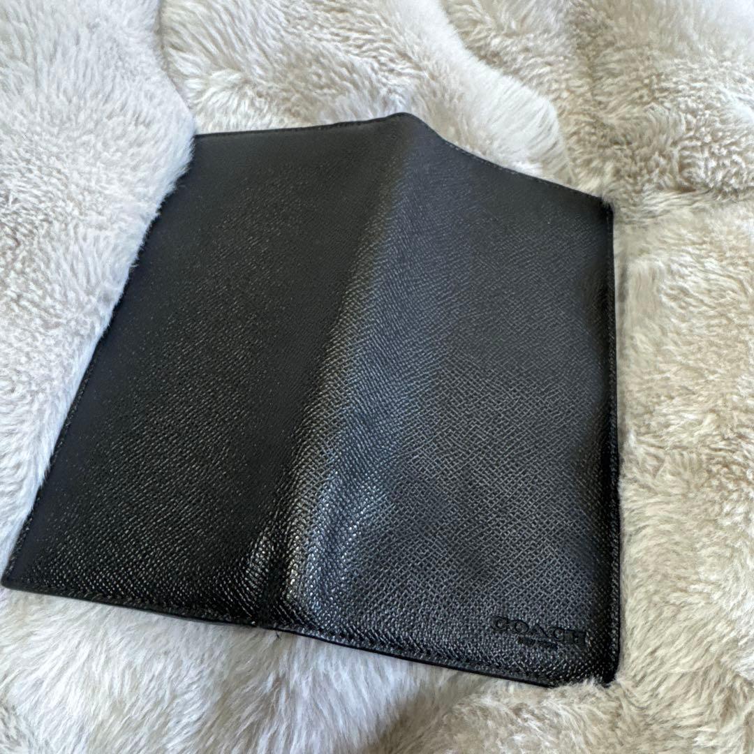 【coach】黒レザー長財布 複数カードスロット付き