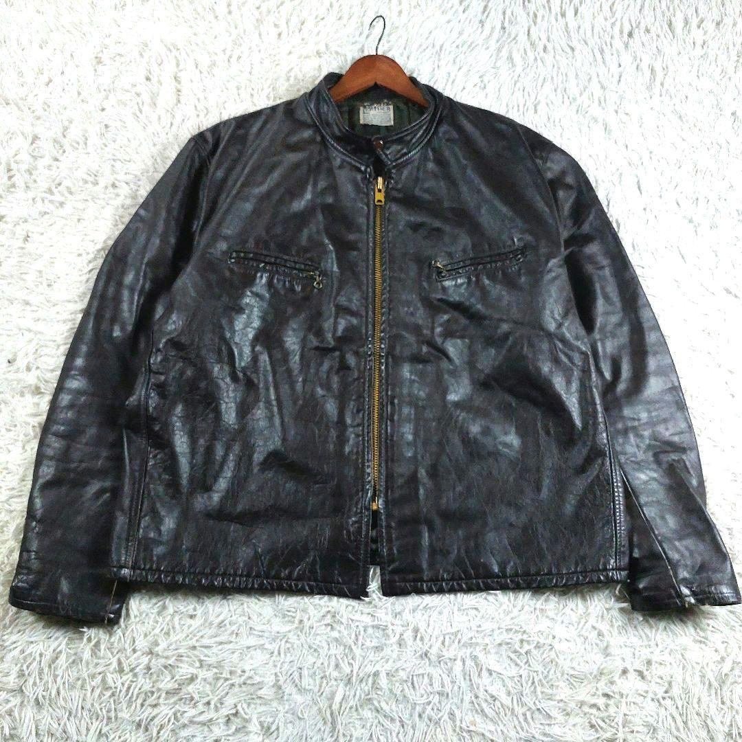 60~70s 希少 シングルレザーライダース 五角形TALON 逆ハの字ジップ