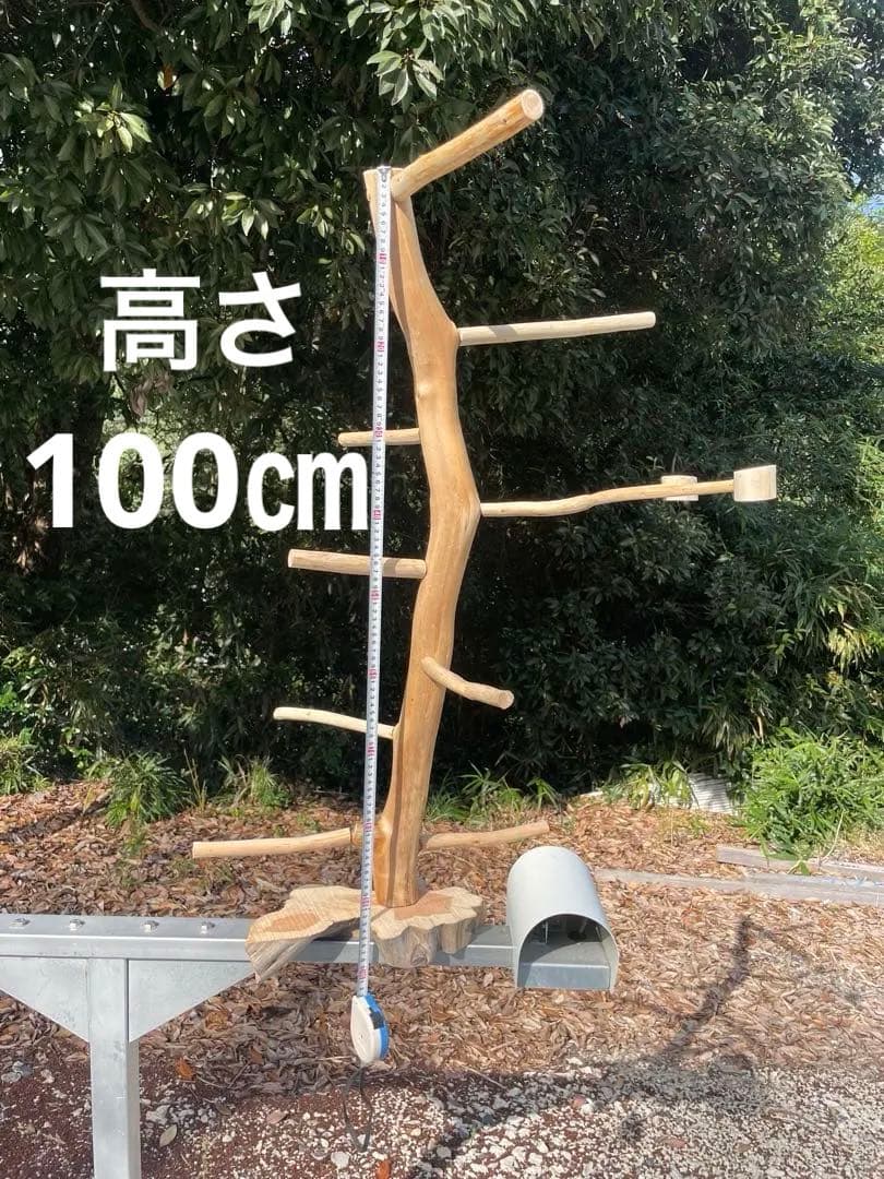 国産ヒノキ　鳥用止まり木　中型インコ用　スタンド　約100センチ