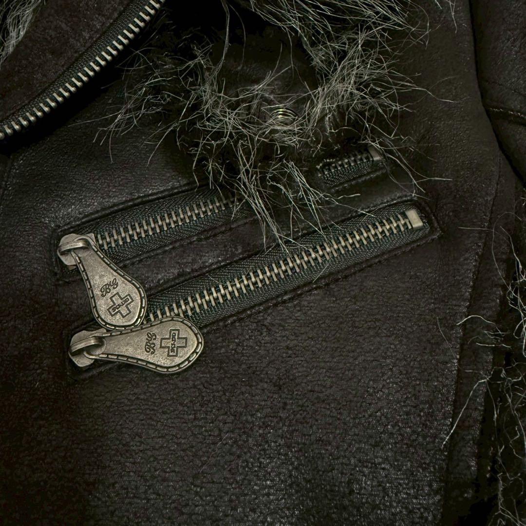 BURNING SHO ecoleather fur jacket ボアy2k