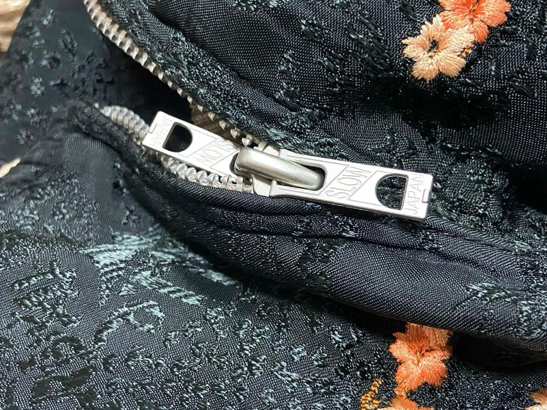 90sビンテージ 花旅楽団 両面刺繍 リバーシブル スカジャンL 髑髏 桜 野晒