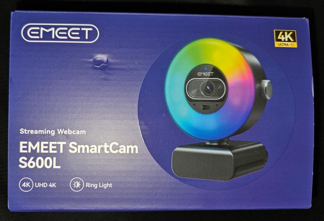 EMEET S600L 4K Webカメラ リングライト一体型 USB接続