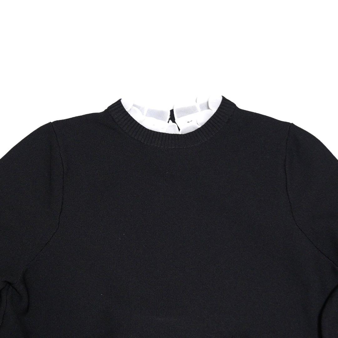 ella selectshop プルオーバー　スカラップニット襟付き　ブラック