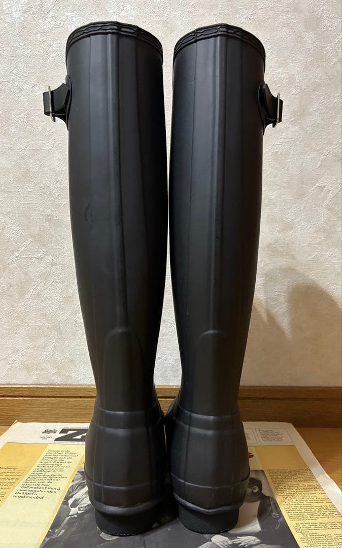HUNTER ハンター ロングレインブーツ 黒 25センチ