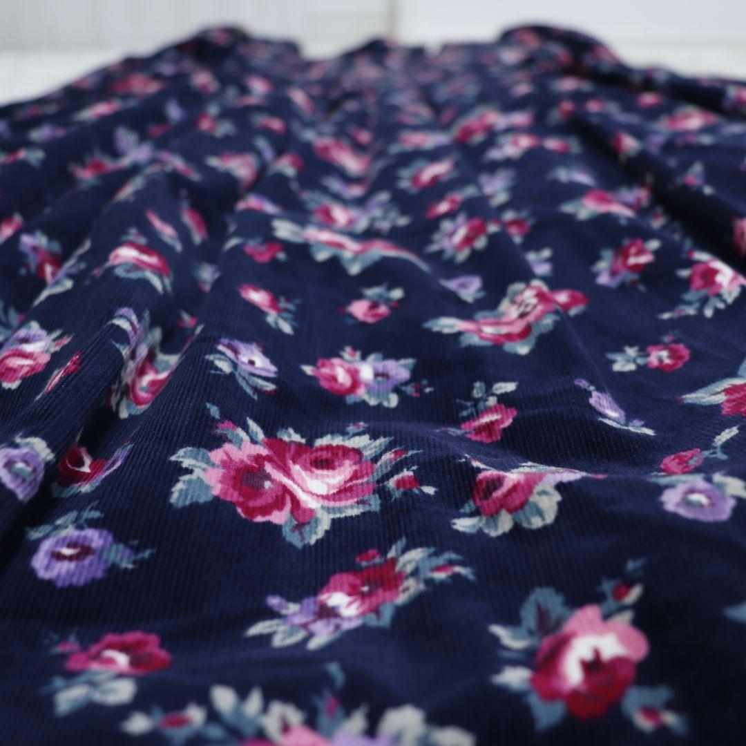 美品ローラアシュレイ　コーデュロイ　フラワー　ロングワンピース　9号