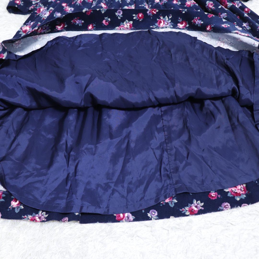 美品ローラアシュレイ　コーデュロイ　フラワー　ロングワンピース　9号