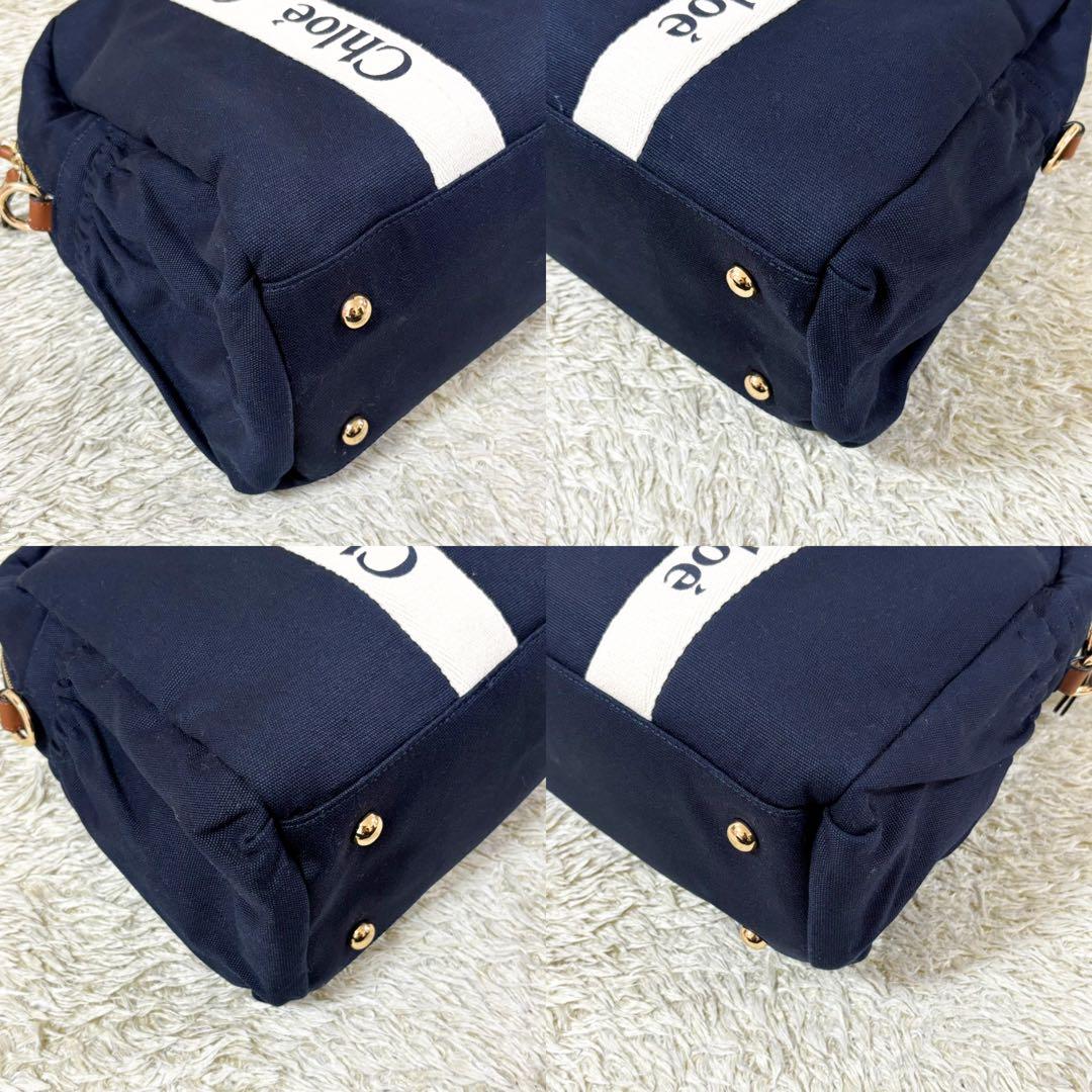 【未使用級】クロエ マザーズバッグ 2way ショルダーバッグ ネイビー