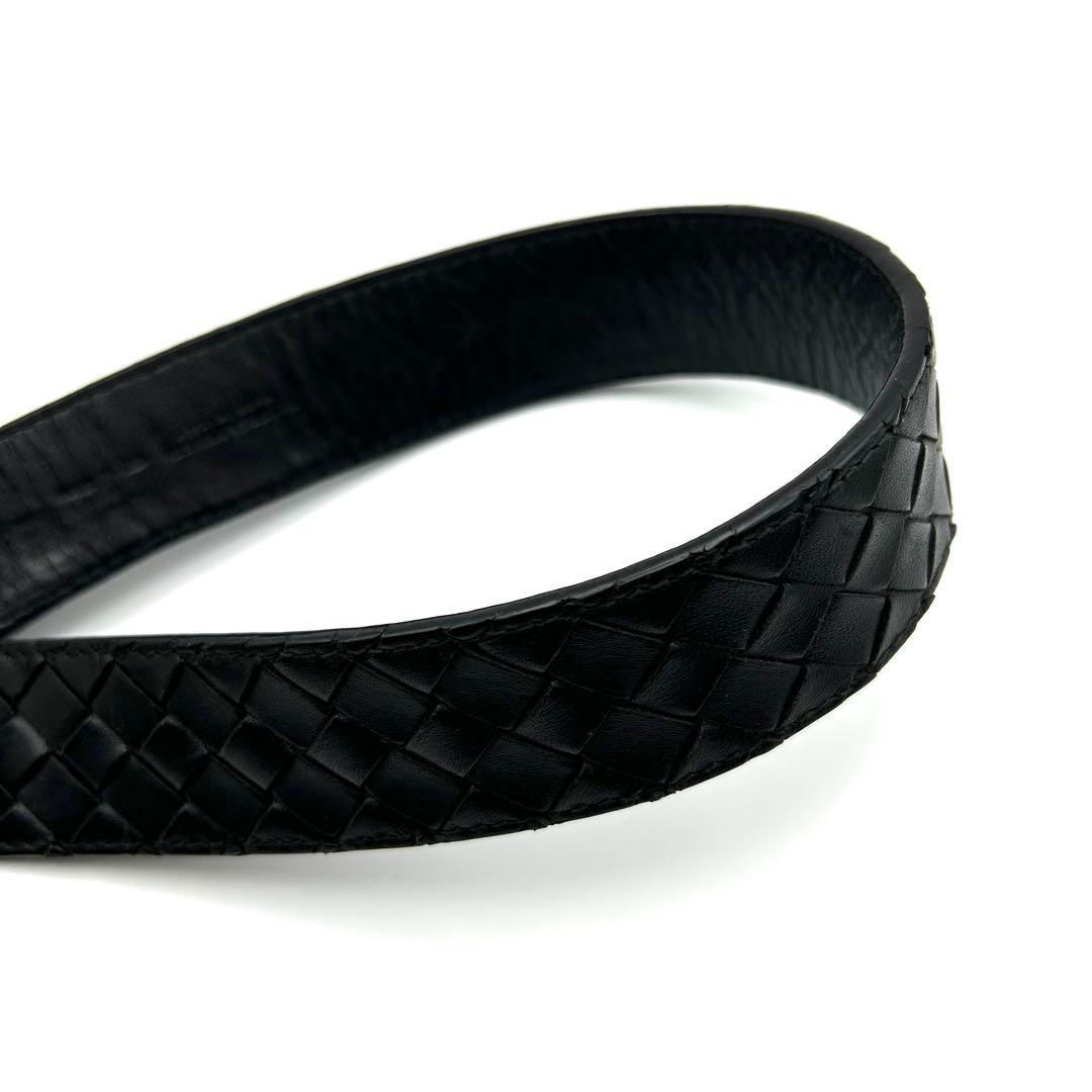 BOTTEGA VENETA ブラック 編み込み レザーベルト BALLY