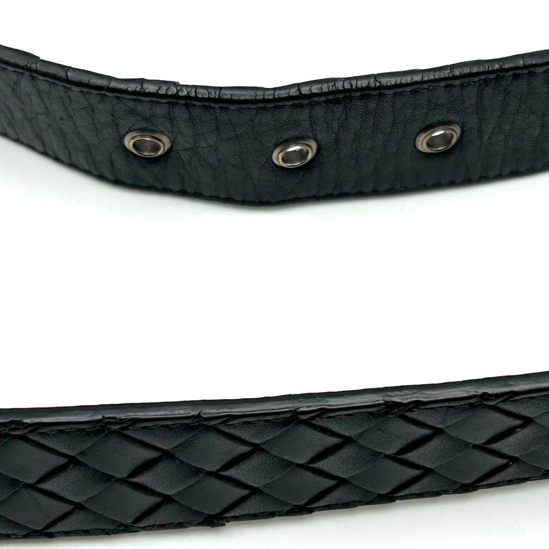 BOTTEGA VENETA ブラック 編み込み レザーベルト BALLY