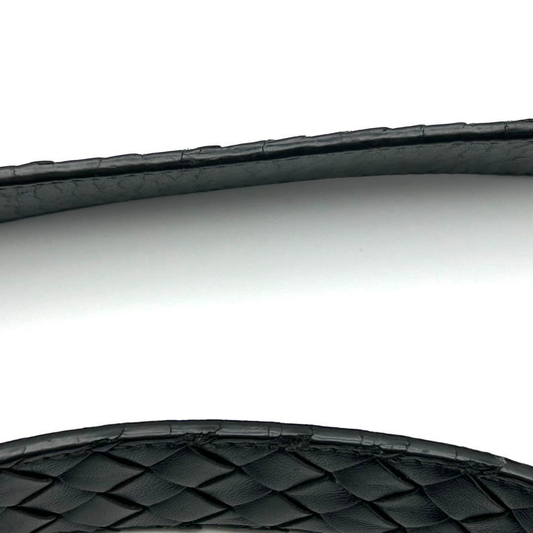 BOTTEGA VENETA ブラック 編み込み レザーベルト BALLY