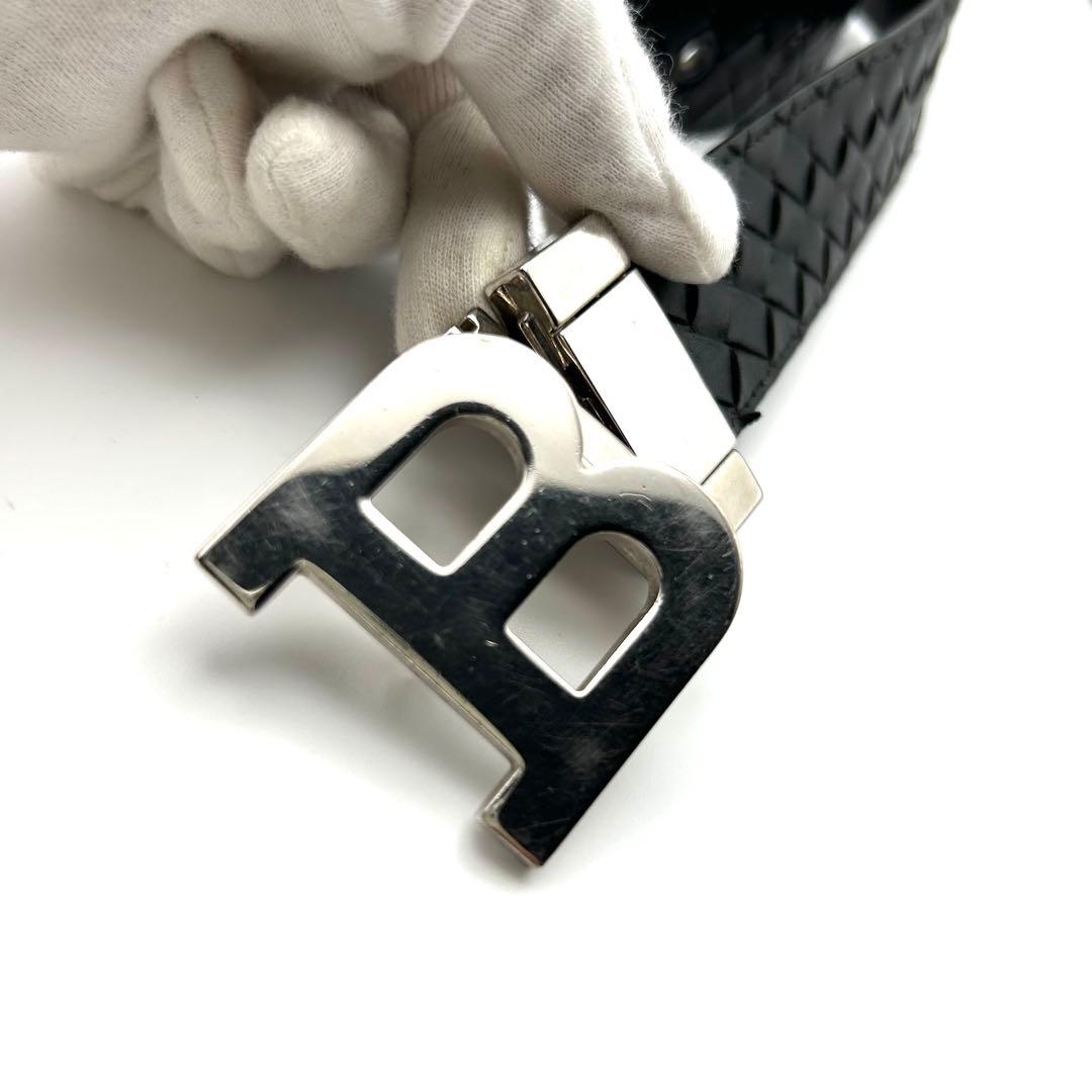 BOTTEGA VENETA ブラック 編み込み レザーベルト BALLY